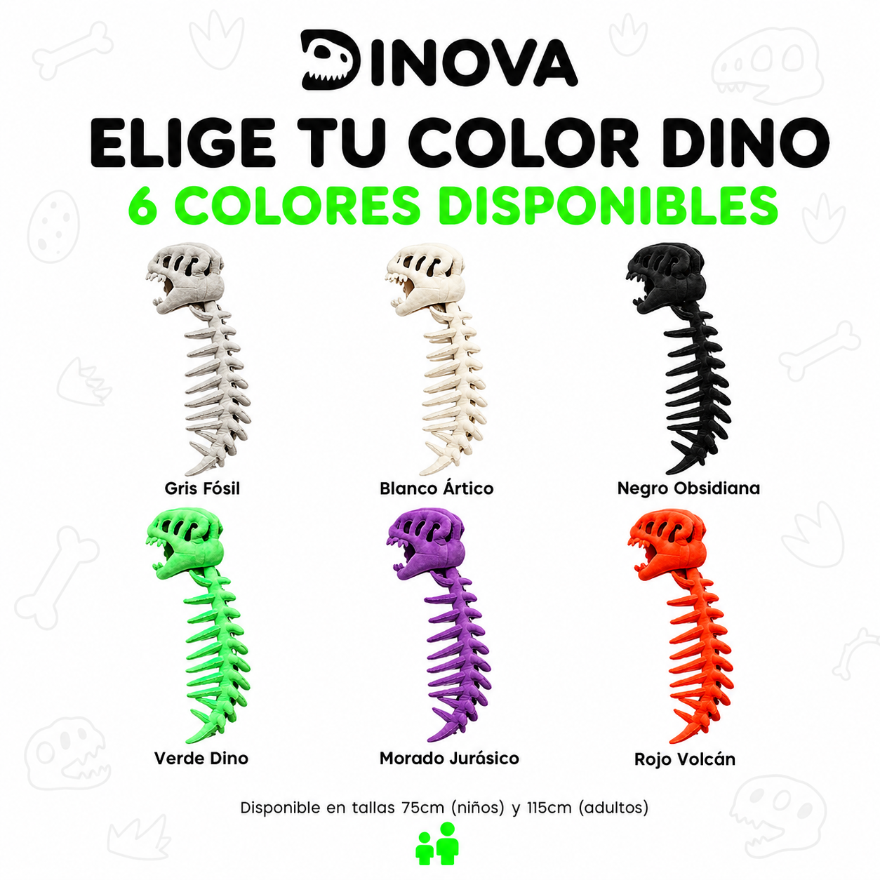 Disfraz Esqueleto de Dinosaurio Peluche — Niños y Adultos — DINOVA