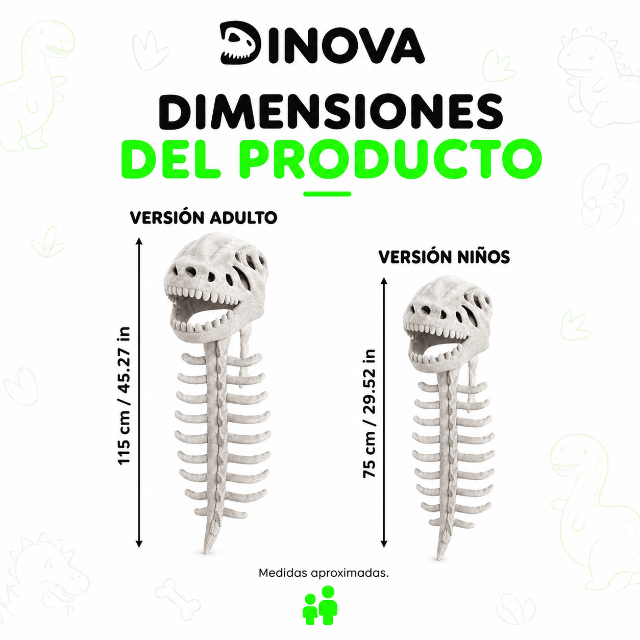 Disfraz Esqueleto de Dinosaurio Peluche — Niños y Adultos — DINOVA