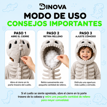 Disfraz Esqueleto de Dinosaurio Peluche — Niños y Adultos — DINOVA