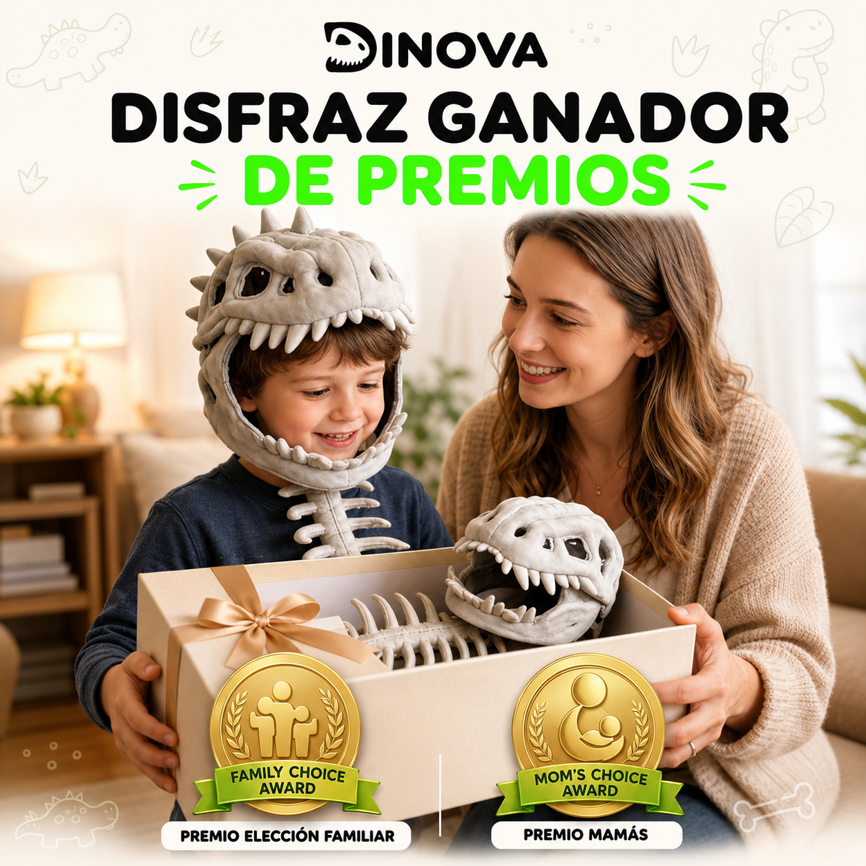 Disfraz Esqueleto de Dinosaurio Peluche — Niños y Adultos — DINOVA